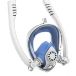 Full Face Snorkel Mask Ολοπρόσωπη Μάσκα Θάλασσας με 2 Αναπνευστήρες & Βάση για Action Camera HJKB K2 - Λευκό/Μπλε L/XL